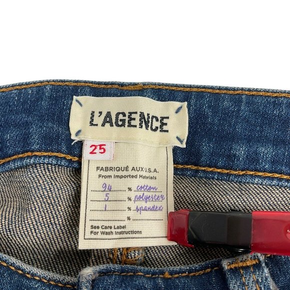 L'agence Jeans Women's Size 25 Blue Dark Wash Skinny Mid-Rise Stretch $255 Nwot - Picture 5 of 10